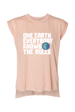 BELLA + CANVAS Women’s Flowy Rolled Cuffs Muscle Tee